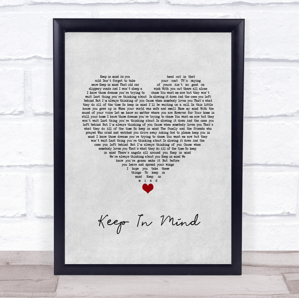 LoCash Cowboys Keep In Mind Grey Heart Song Lyric Quote Music Framed Print