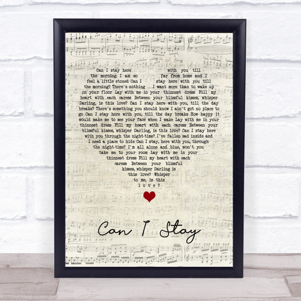 Ray LaMontagne Can I Stay Script Heart Song Lyric Quote Music Framed Print