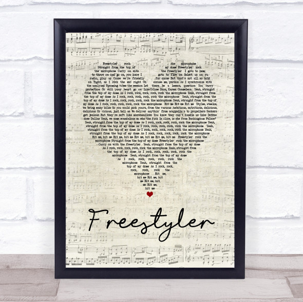 Bomfunk MC's Freestyler Script Heart Song Lyric Quote Music Framed Print