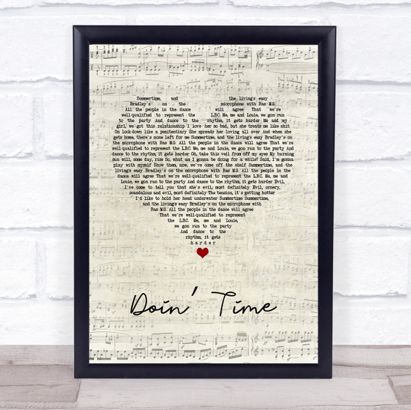 Lana Del Rey Doin' Time Script Heart Song Lyric Quote Music Framed Print