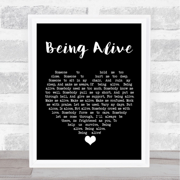 Company OBC Being Alive Black Heart Song Lyric Quote Music Framed Print