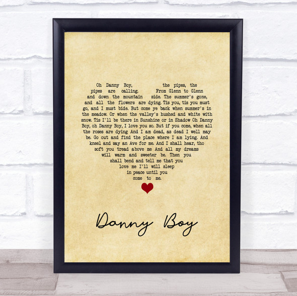 Eva Cassidy Danny Boy Vintage Heart Song Lyric Quote Music Framed Print