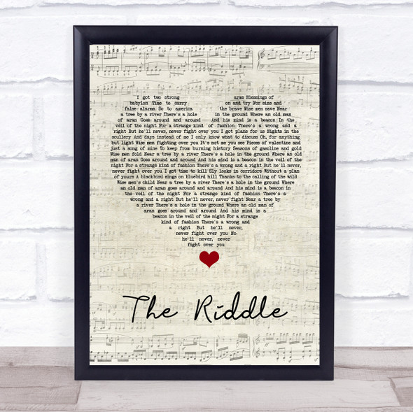 Nik Kershaw The Riddle Script Heart Song Lyric Quote Music Framed Print