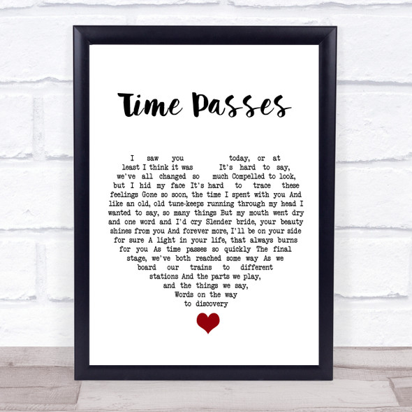 Paul Weller Time Passes White Heart Song Lyric Quote Music Framed Print