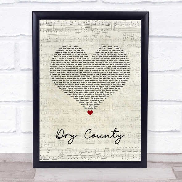 Bon Jovi Dry County Script Heart Song Lyric Quote Music Framed Print