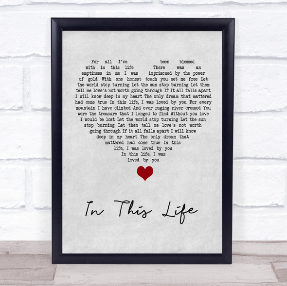 Westlife In This Life Grey Heart Song Lyric Quote Music Framed Print