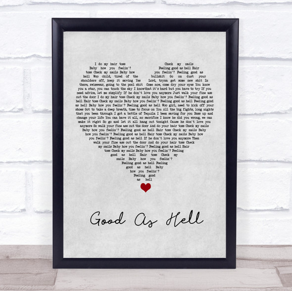 Lizzo Good As Hell Grey Heart Song Lyric Quote Music Framed Print
