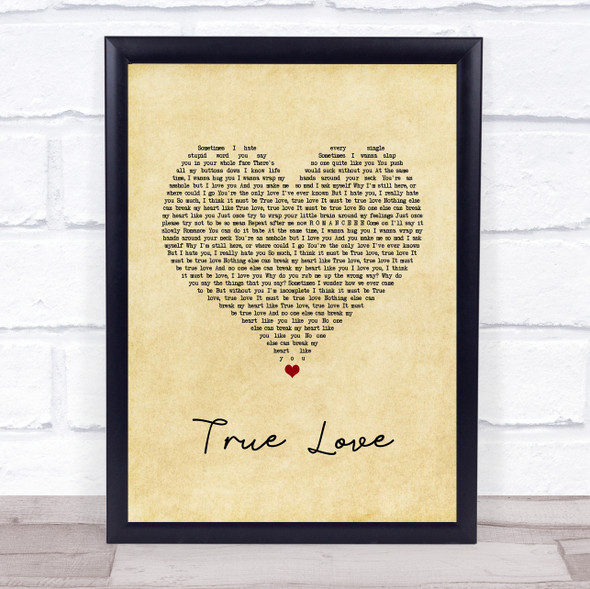 Pink True Love Vintage Heart Song Lyric Quote Music Framed Print