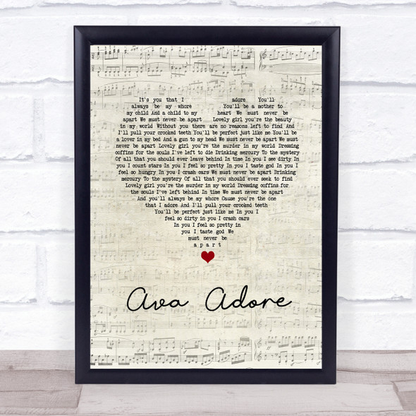 Smashing Pumpkins Ava Adore Script Heart Song Lyric Quote Music Framed Print
