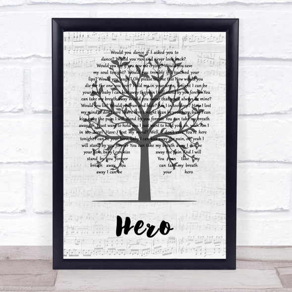 Enrique Iglesias Hero Music Script Tree Song Lyric Quote Music Framed Print