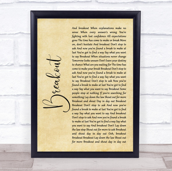 Swing Out Sister Breakout Rustic Script Song Lyric Quote Music Framed Print