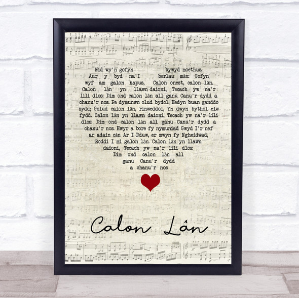 Cerys Matthews Calon Lân Script Heart Song Lyric Quote Music Framed Print