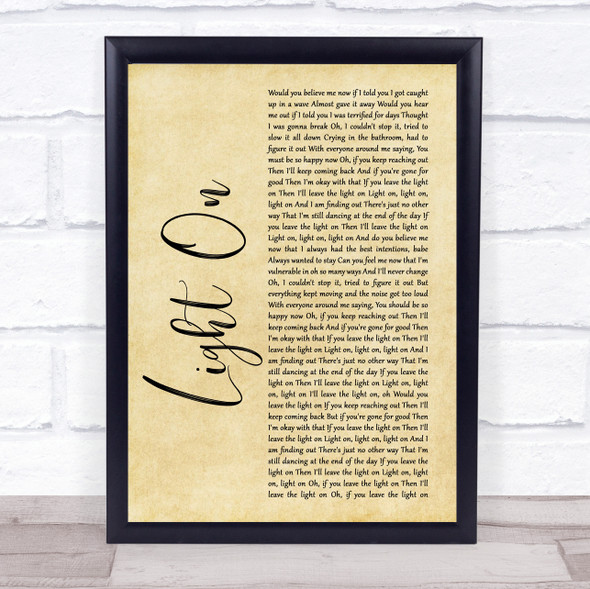 Maggie Rogers Light On Rustic Script Song Lyric Quote Music Framed Print