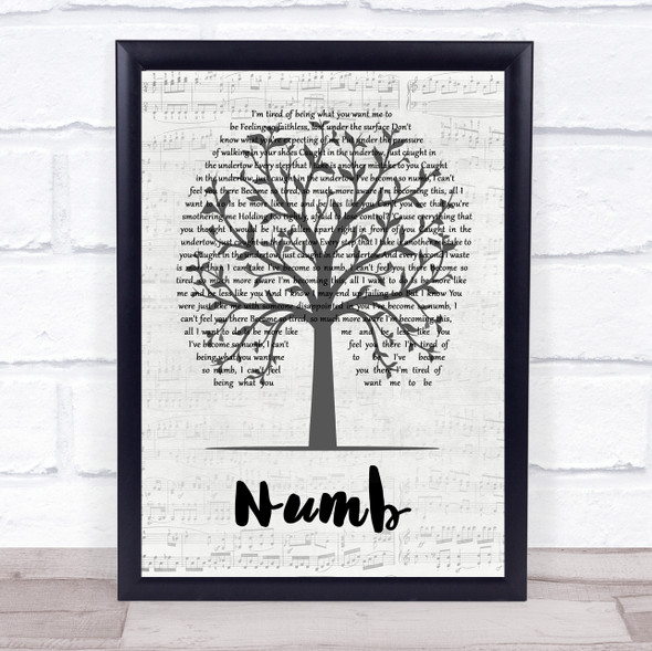 Linkin Park Numb Music Script Tree Song Lyric Quote Music Framed Print