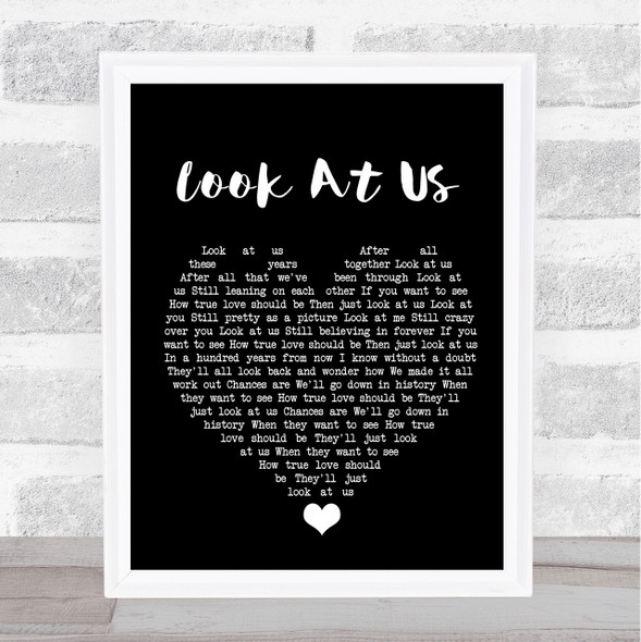 Vince Gill Look At Us Black Heart Song Lyric Quote Music Framed Print
