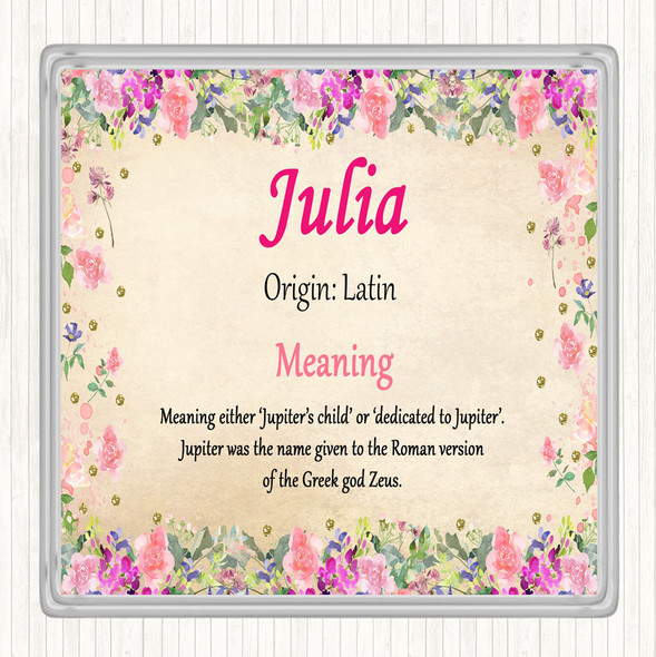 Julia Name Meaning Coaster Floral