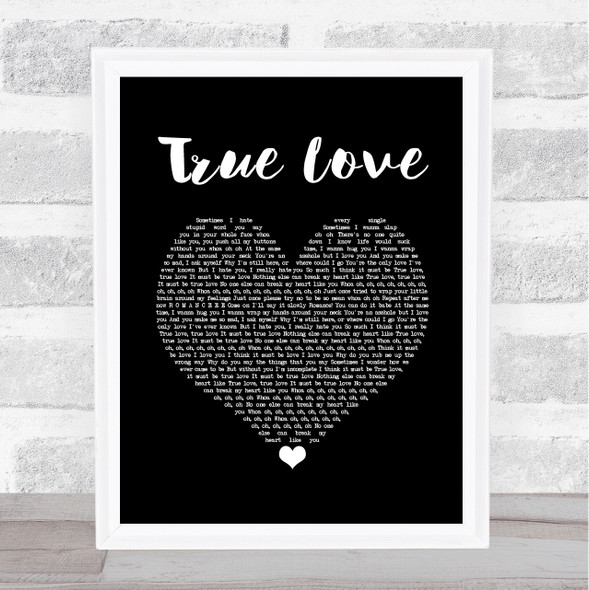 P!nk ft. Lily Allen True Love Black Heart Song Lyric Quote Music Framed Print