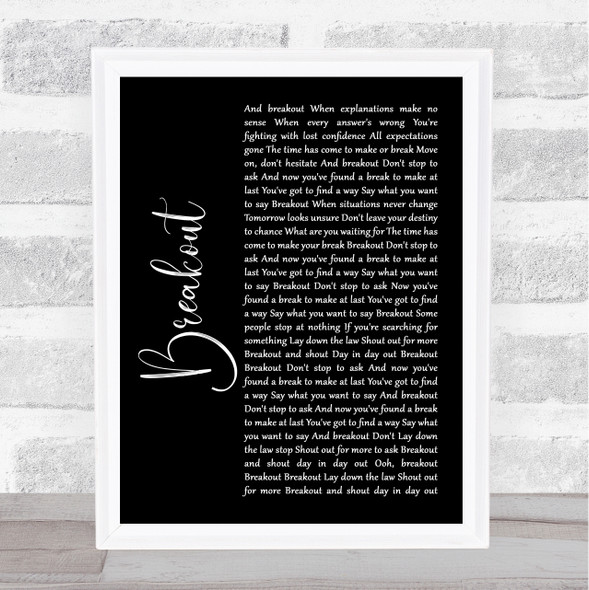 Swing Out Sister Breakout Black Script Song Lyric Quote Music Framed Print