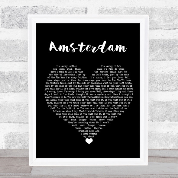 Imagine Dragons Amsterdam Black Heart Song Lyric Quote Music Framed Print