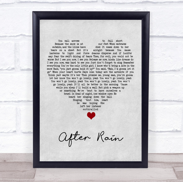 Dermot Kennedy After Rain Grey Heart Song Lyric Quote Music Framed Print