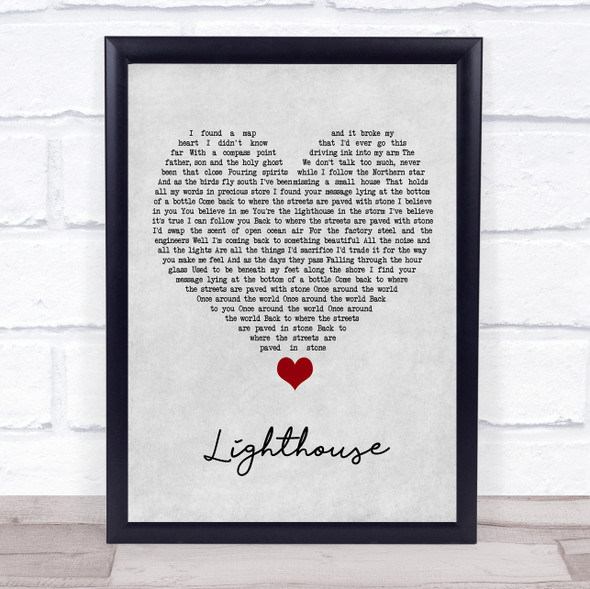 Lucy Spraggan Lighthouse Grey Heart Song Lyric Quote Music Framed Print