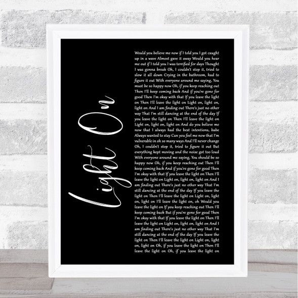 Maggie Rogers Light On Black Script Song Lyric Quote Music Framed Print