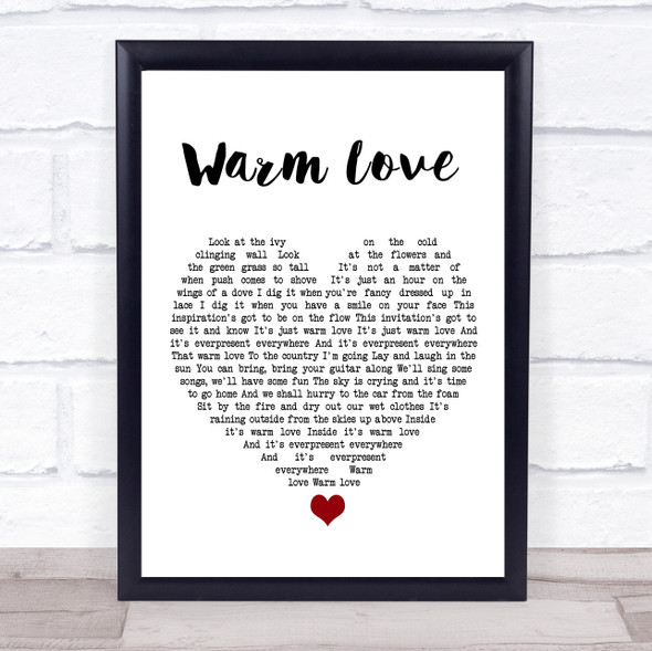 Van Morrison Warm Love White Heart Song Lyric Quote Music Framed Print
