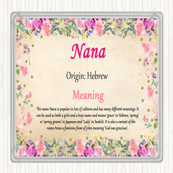 nana Name Meaning Coaster Floral