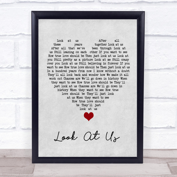 Vince Gill Look At Us Grey Heart Song Lyric Quote Music Framed Print