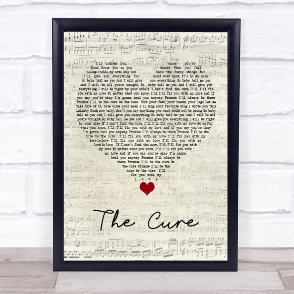Lady Gaga The Cure Script Heart Song Lyric Quote Music Framed Print