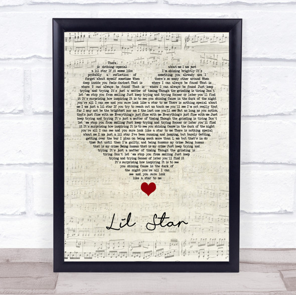 Kelis Lil Star Script Heart Song Lyric Quote Music Framed Print