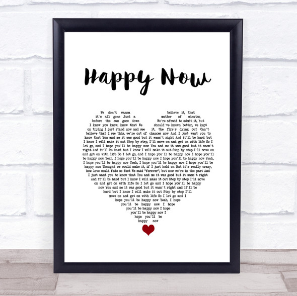 Kygo Happy Now White Heart Song Lyric Quote Music Framed Print