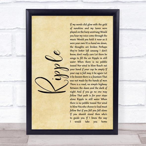 The Grateful Dead Ripple Rustic Script Song Lyric Quote Music Framed Print