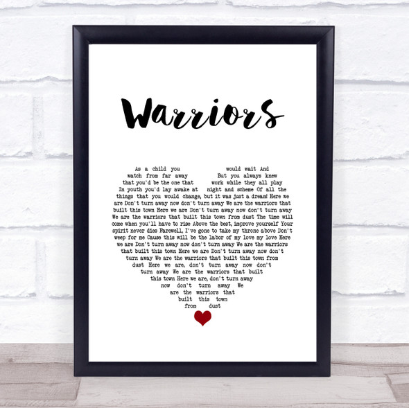 Imagine Dragons Warriors White Heart Song Lyric Quote Music Framed Print