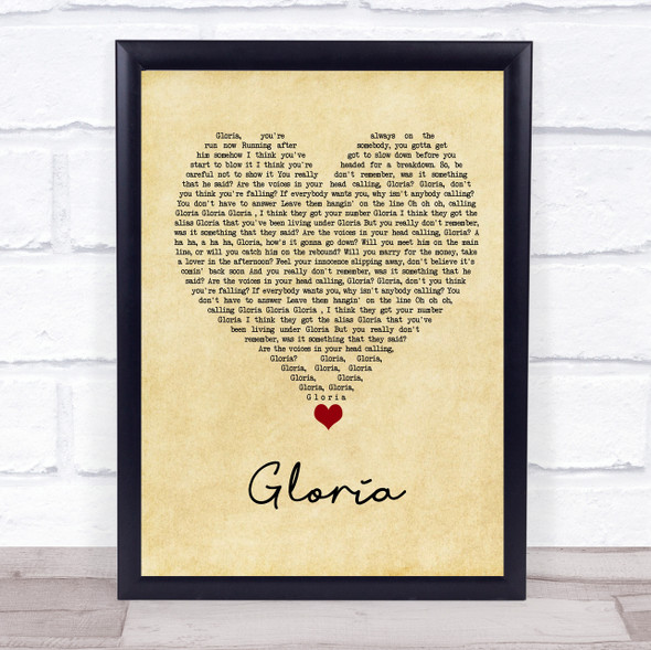 Laura Branigan Gloria Vintage Heart Song Lyric Quote Music Framed Print