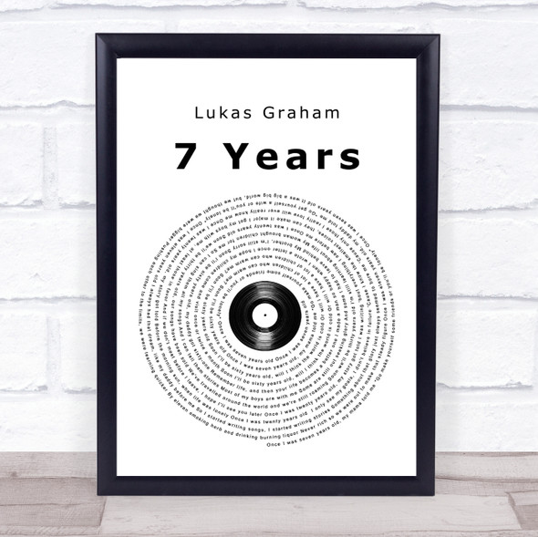 Lukas Graham 7 Years Vinyl Record Song Lyric Quote Music Framed Print