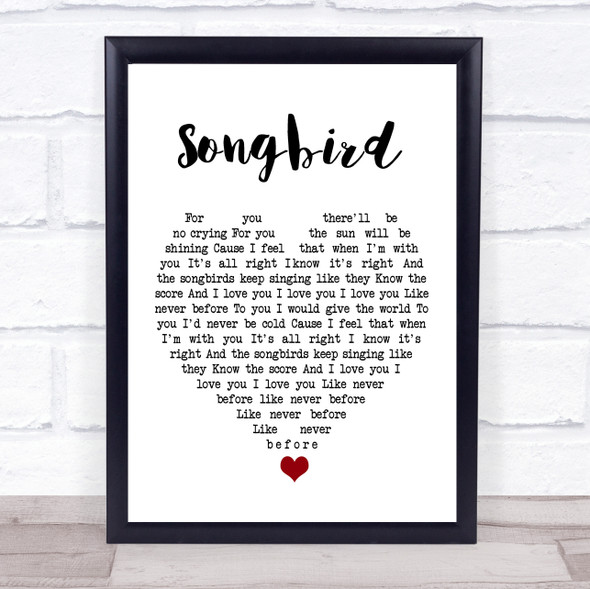 Eva Cassidy Songbird White Heart Song Lyric Quote Music Framed Print