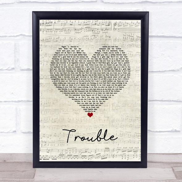 Iggy Azalea Trouble Script Heart Song Lyric Quote Music Framed Print
