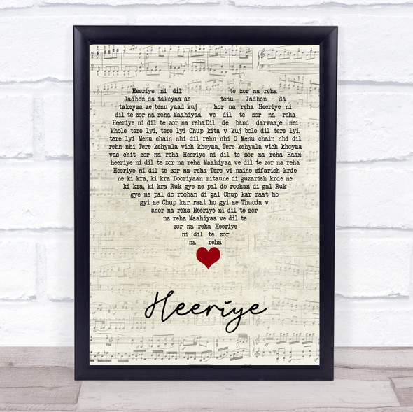 Kamal Khan Heeriye Script Heart Song Lyric Quote Music Framed Print