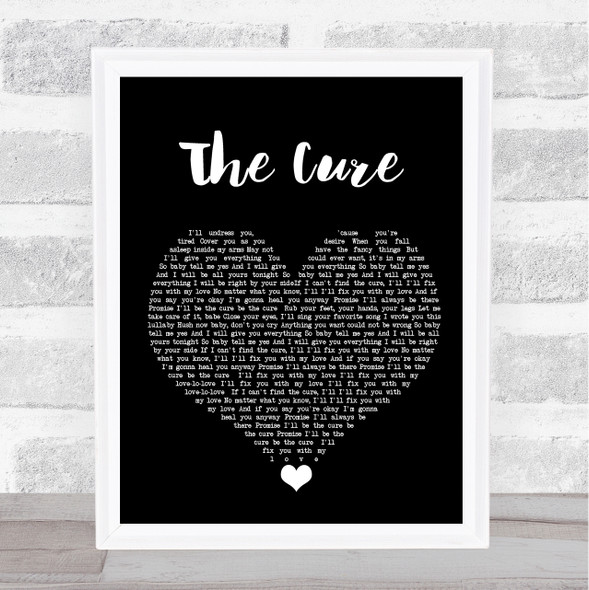 Lady Gaga The Cure Black Heart Song Lyric Quote Music Framed Print