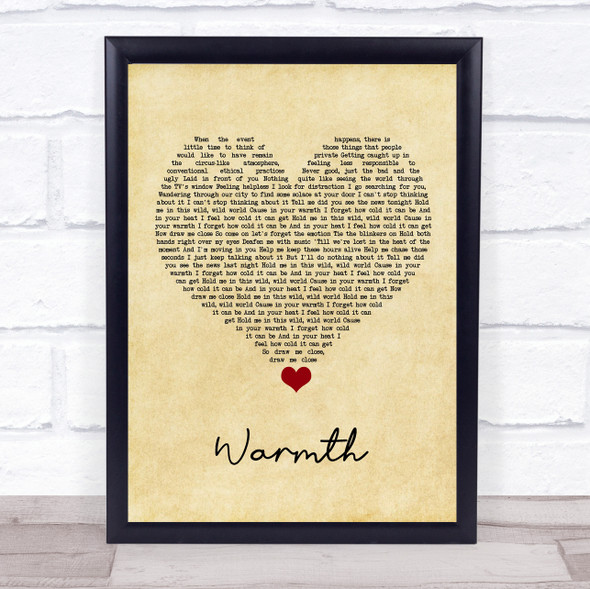 Bastille Warmth Vintage Heart Song Lyric Quote Music Framed Print