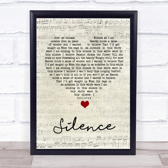 Delerium Silence Script Heart Song Lyric Quote Music Framed Print