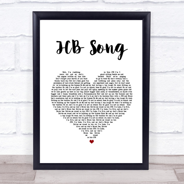 Nizlopi JCB Song White Heart Song Lyric Quote Music Framed Print