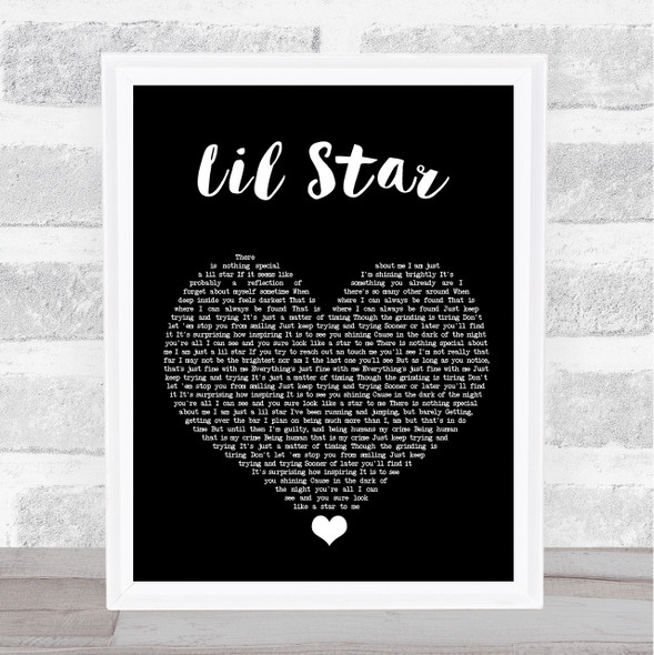 Kelis Lil Star Black Heart Song Lyric Quote Music Framed Print