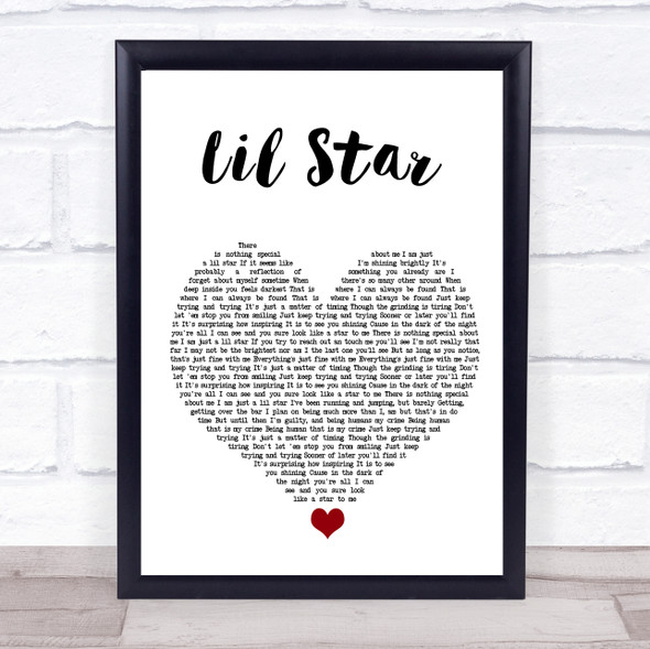 Kelis Lil Star White Heart Song Lyric Quote Music Framed Print