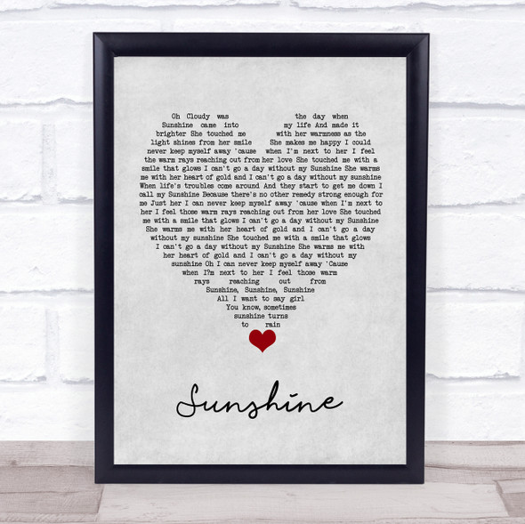 Alexander O'Neal Sunshine Grey Heart Song Lyric Quote Music Framed Print