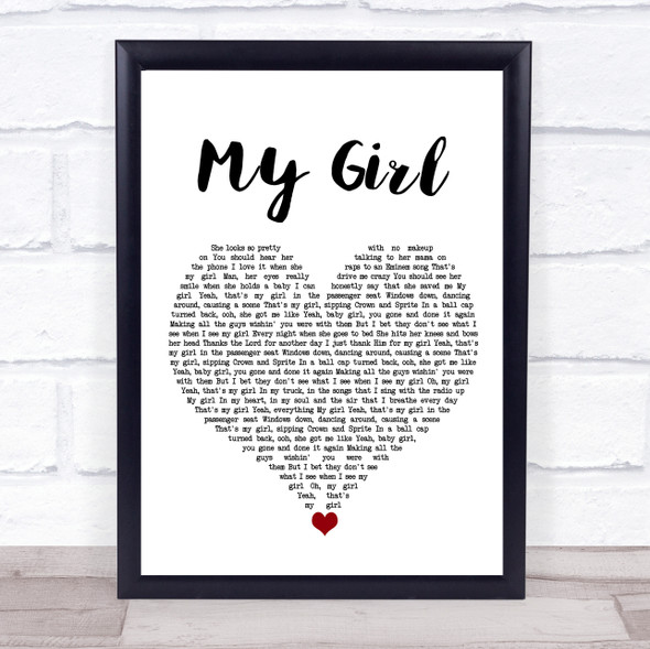 Dylan Scott My Girl White Heart Song Lyric Quote Music Framed Print
