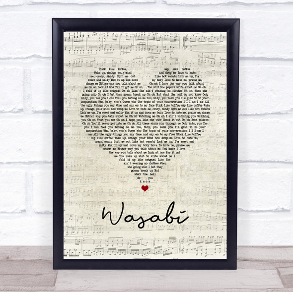 Little Mix Wasabi Script Heart Song Lyric Quote Music Framed Print