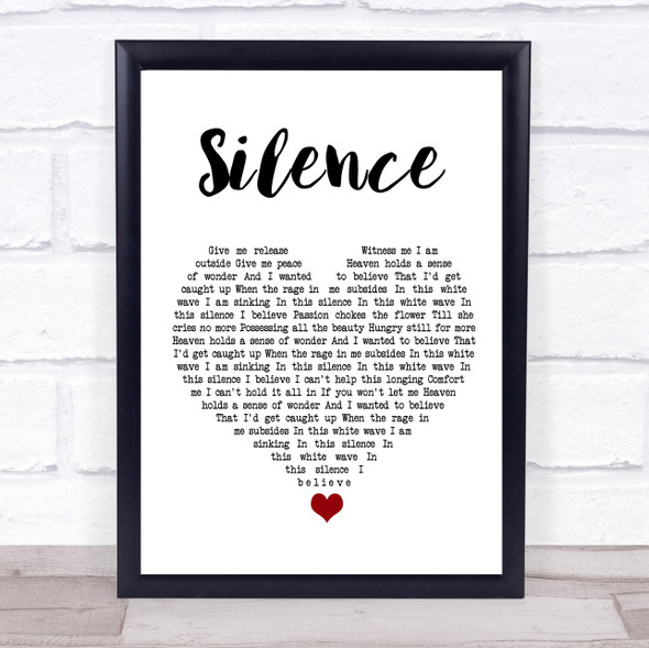 Delerium Silence White Heart Song Lyric Quote Music Framed Print