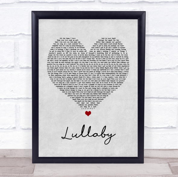 Professor Green Lullaby Grey Heart Song Lyric Quote Music Framed Print